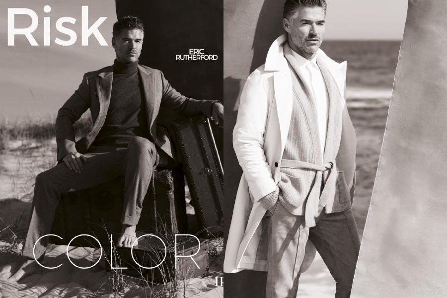 Eric Rutherford Wears Deveaux in Risk Magazine
